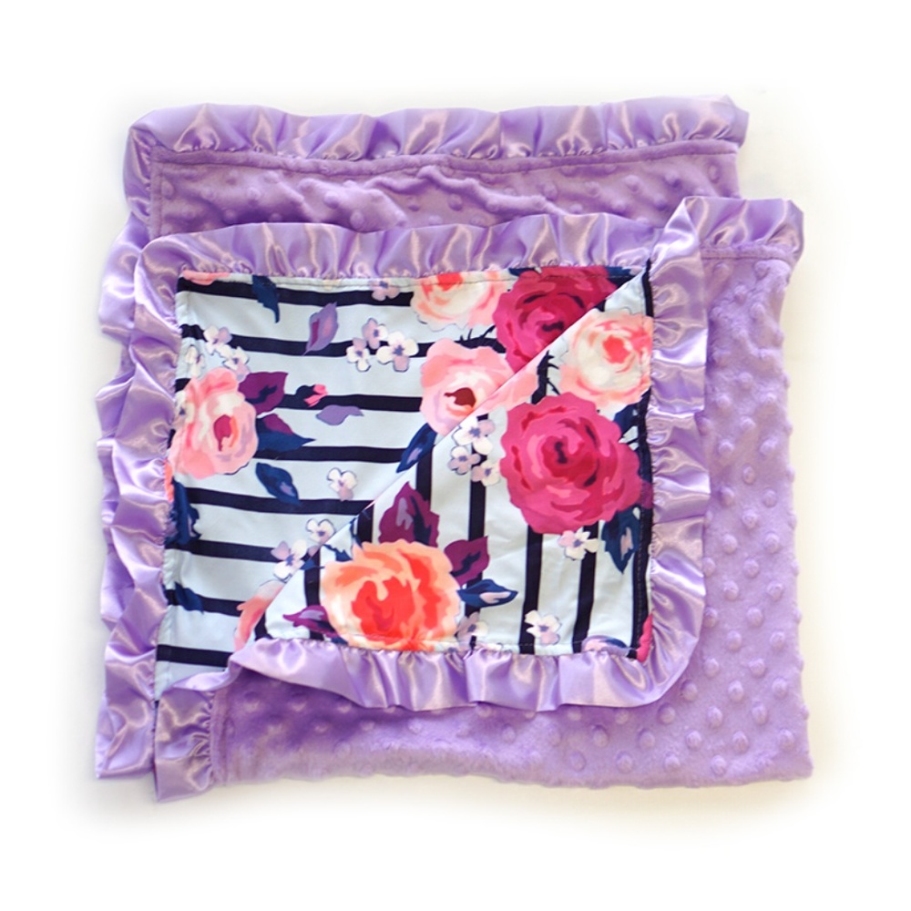 Printed Minky Ruffle Blanket MT-600028